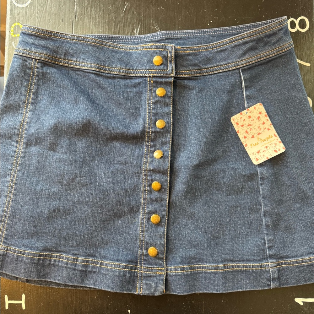 Free people button mini Denim Skirt
